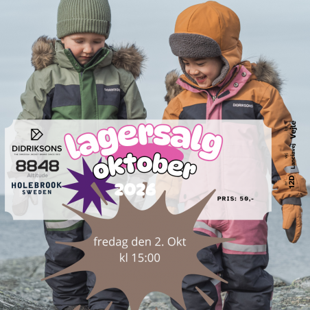 kl 15:00 Lagersalg Fredag den 2 okt